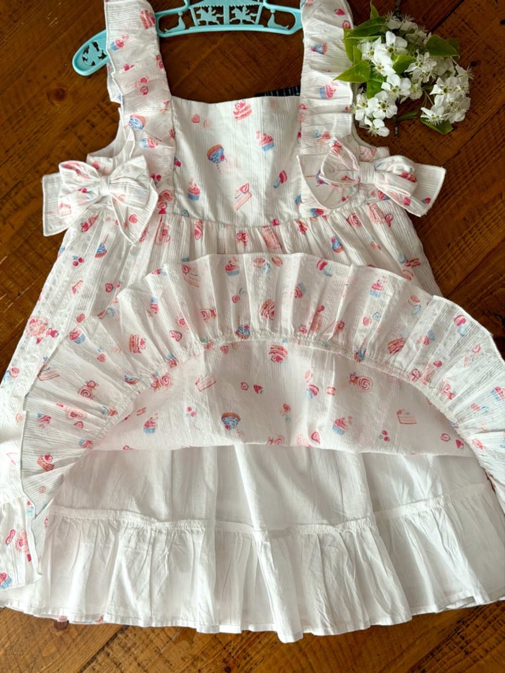 Girls White Sundress/birthday party dress with matching Birthday hat - Picture 11 of 16